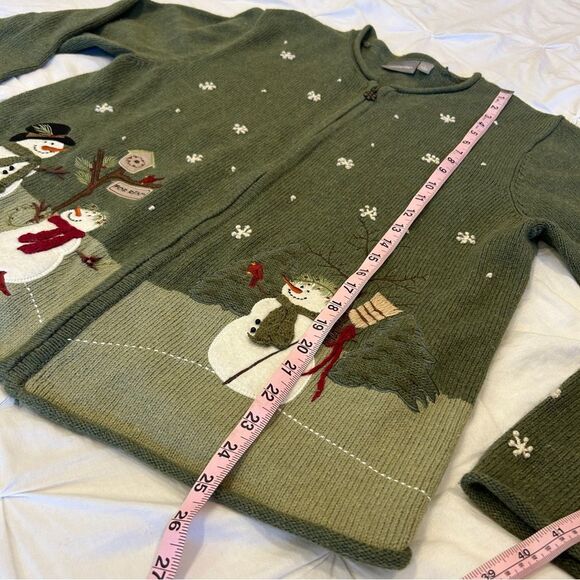 Croft & Barrow Women's Winter Snowman Fleece Zip up Sweater Size Large - Picture 11 of 13